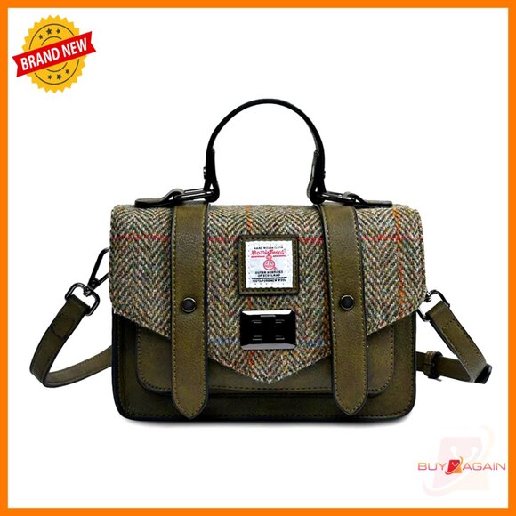 Mini Satchel Handbag with Harris Tweed Flap Adjustable Strap